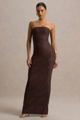 Lorela | Brown Bodycon Bandeau Maxi Dress