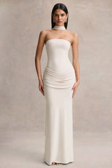 Graciella | Stone Bandeau Maxi Dress With Draped Detailing And Scarf