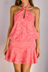In Haven Halter Mini Dress Coral