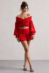 Rossana | Red Tiered Frilled Shorts