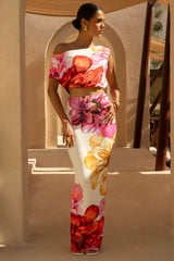 Clara | Large Multi Placement Floral Print Maxi Skirt