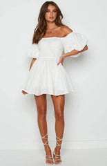 Paradise Puff Sleeve Dress White