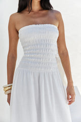 Blossom Bay Strapless Maxi Dress White