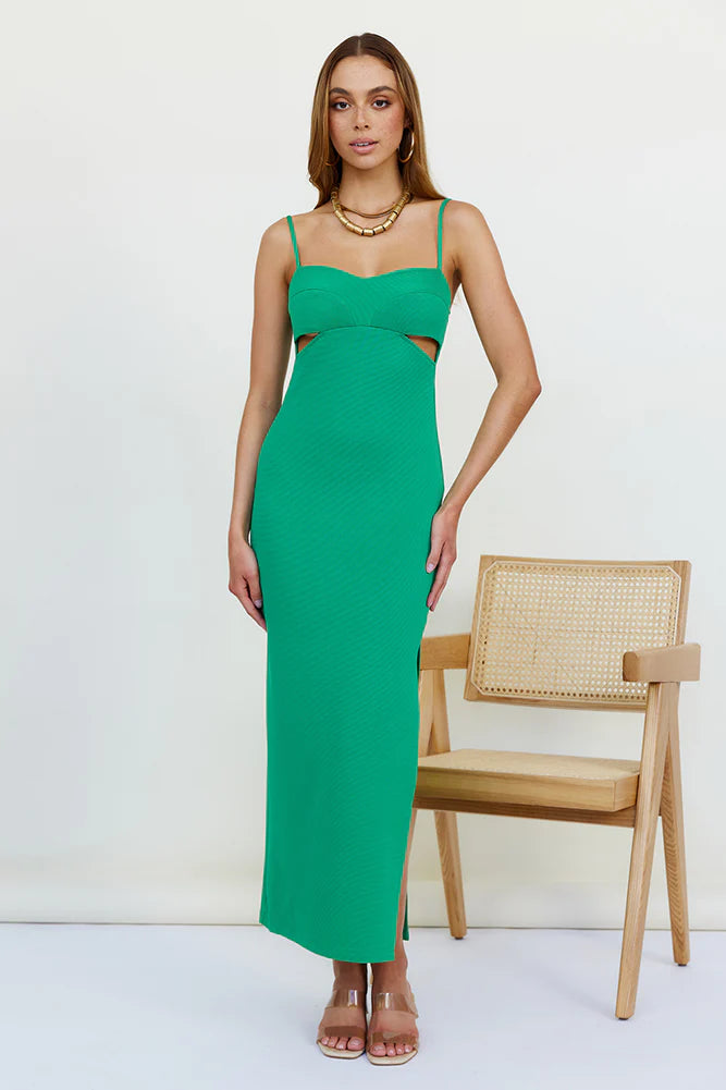 Date Down Maxi Dress Green
