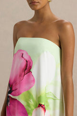 Ellery | Lime Floral Print Bandeau Maxi Dress