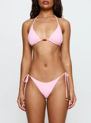 Glora Tie Side Beaded Bikini Bottom Pink