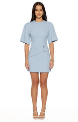 Dontae Blue Crepe Mini Dress